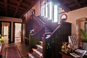 Entrance and staircase of W.K. Kellogg's summer home