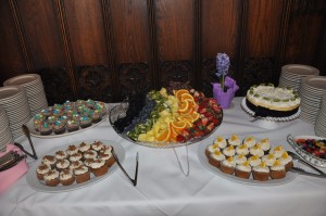 Dessert foods at buffet table