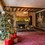 Holiday tree decorated in living room of Manor