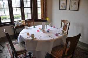 Table setting for Easter Brunch in the breakfast room of the Manor House