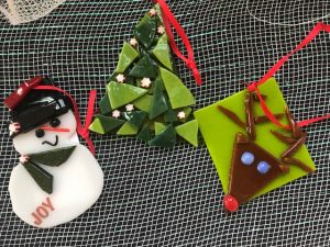 Holiday glass fused ornaments