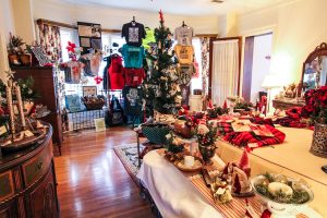 Holiday market decorated room