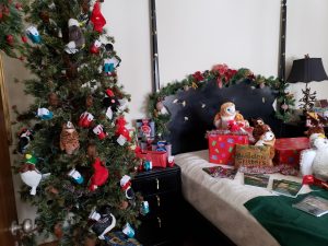 Bedroom of Manor House filled with holiday items for sale